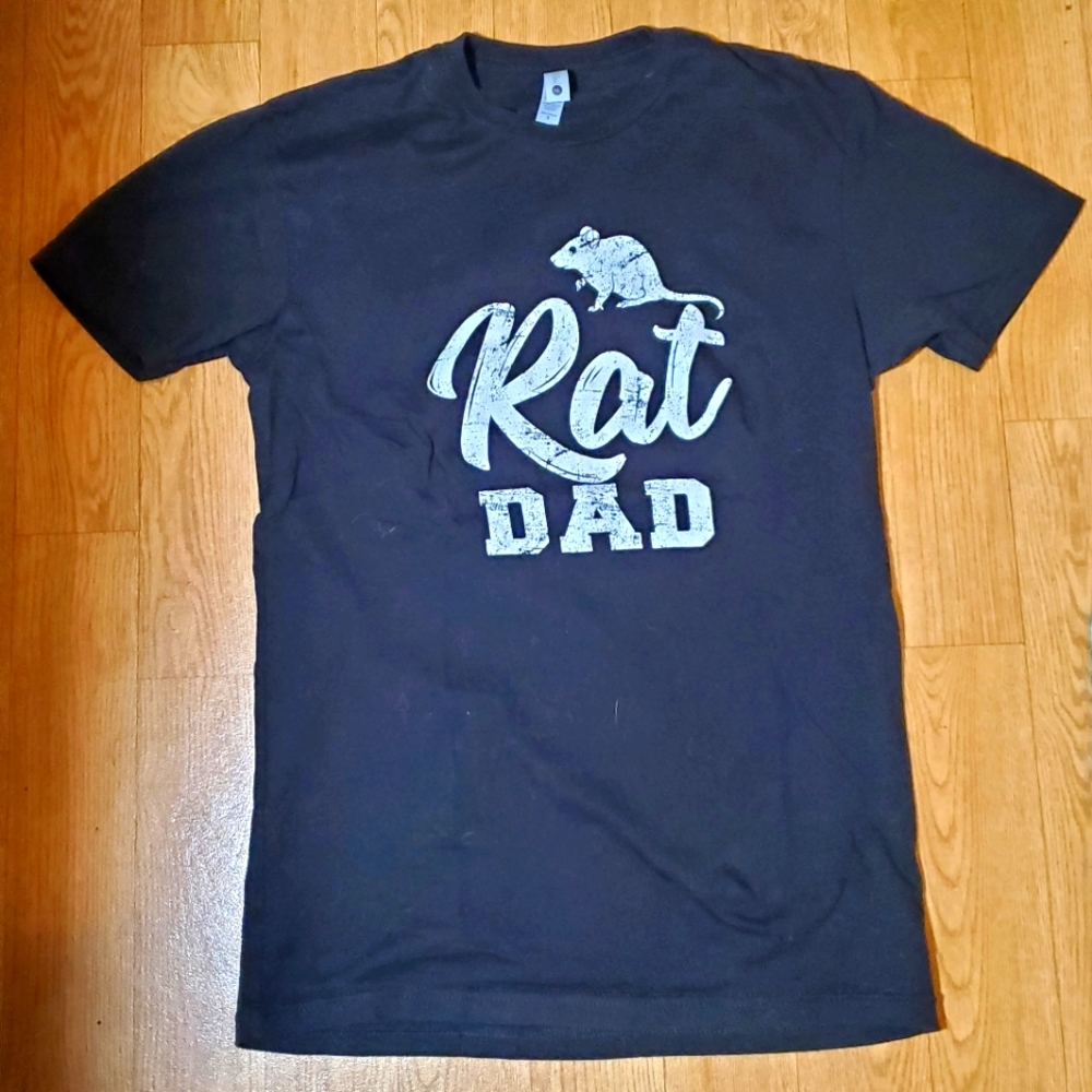 Graphic Tee Rat Dad T-Shirt Short Sleeve Black Small